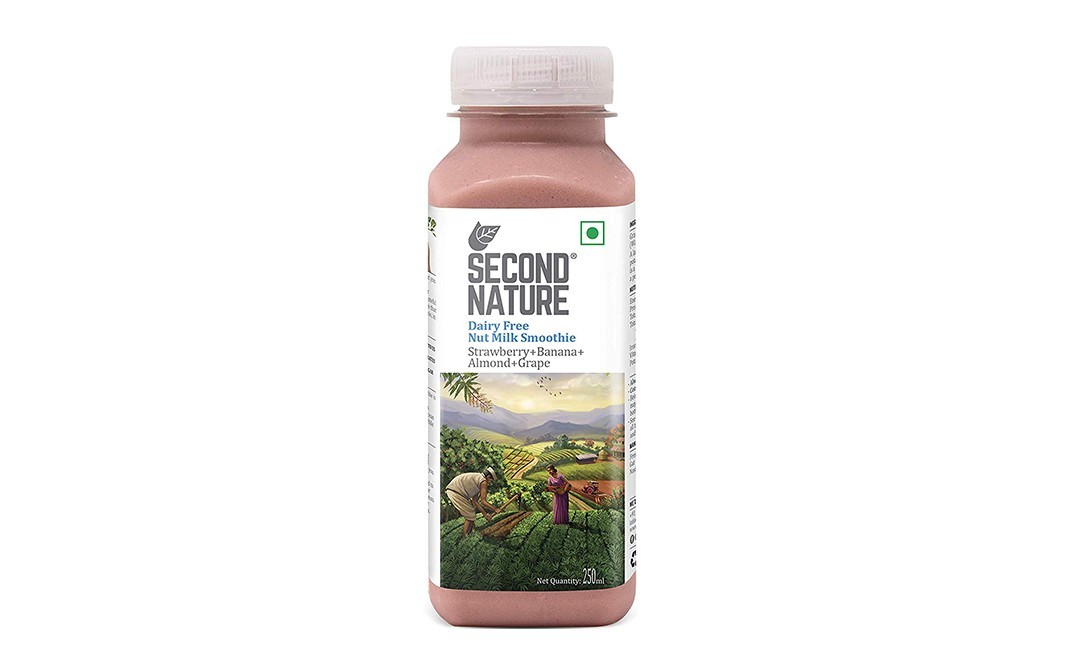 Second Nature Dairy Free Nut Milk Smoothie Strawberry+Banana+Almond+Grape   Plastic Bottle  250 millilitre